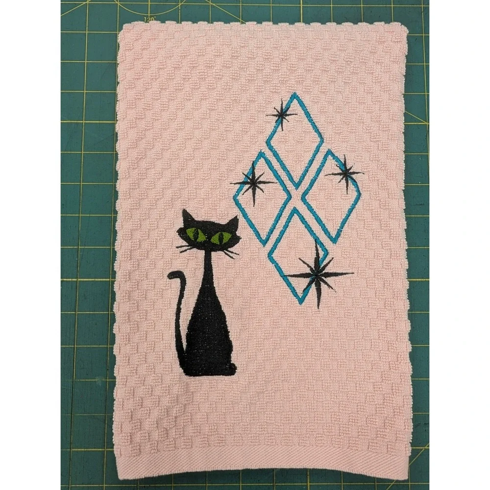 Mid Mod Cat Retro Mid Century Modern Atomic Kitchen Bath Hand Bar Towel